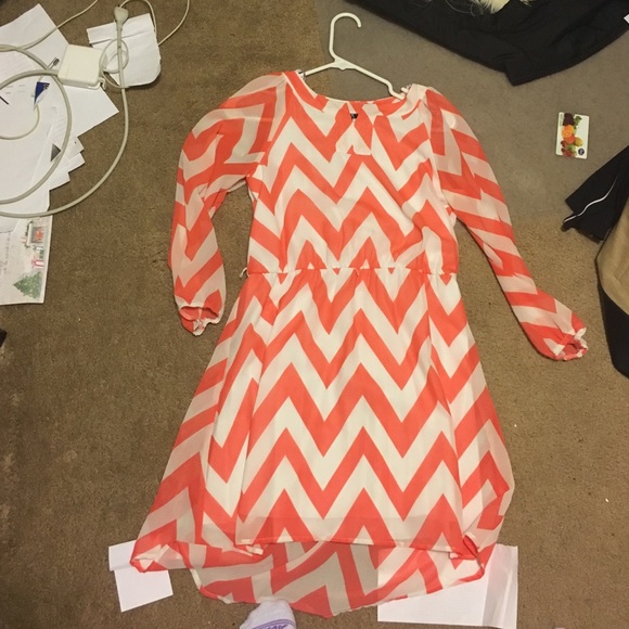 Chevron orange and white dress