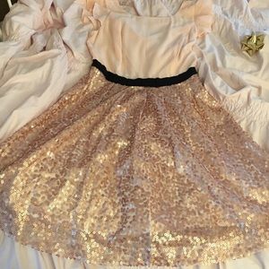 Blush and rose gold sequin dress