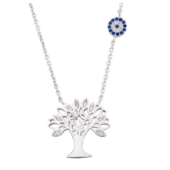💠STERLING SILVER💠 TREE OF LIFE WHITE & BLUE CZ