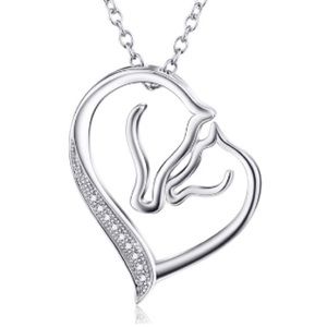 💖STERLING SILVER💖 MOM HORSE & BABY HEART PENDANT