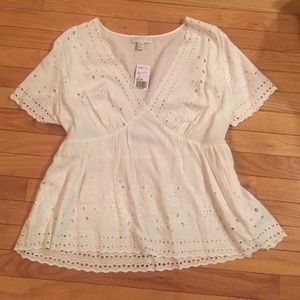 White Babydoll Blouse NWT