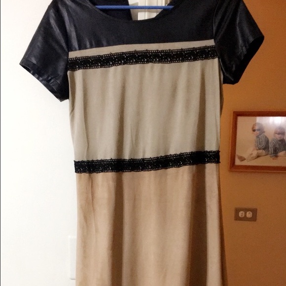 Leather and suede dress