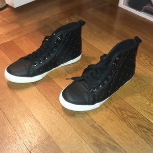 Silver studded high top sneakers