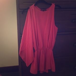 BCBG asymmetrical top with peplum bottom