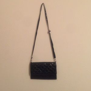 Glitter black cross body purse