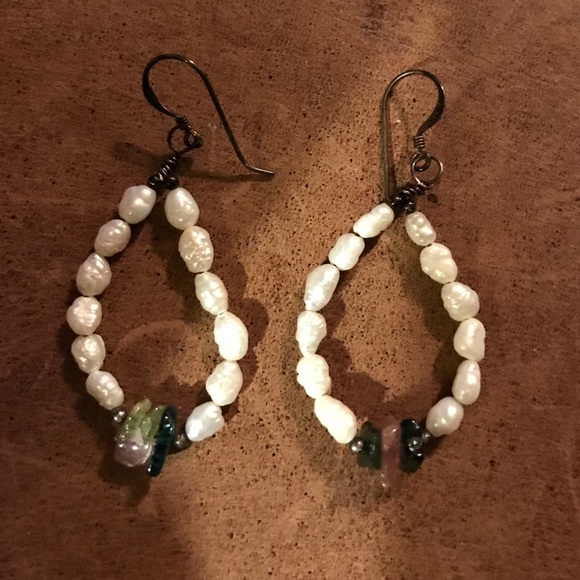 FINAL SALE $EARRINGS-FRESHWATER PEARLS & stones