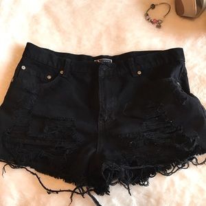 Black ripped Jean shorts
