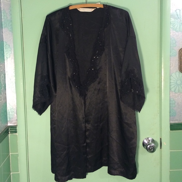 Victoria's Secret Black Negligee with Lace Trim