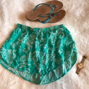 Mint floral shorts