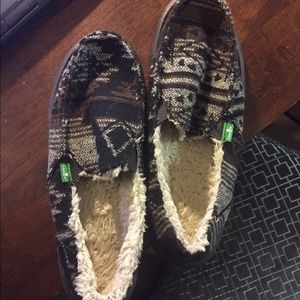 Sanuks 9 donna chill aztec fur black southwestern