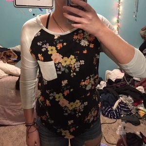 floral pocket baseball tee