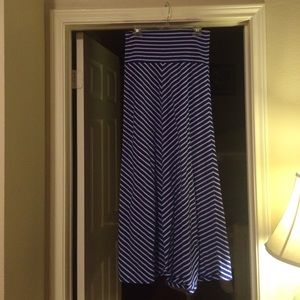 Blue & white stripe maxi skirt