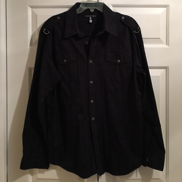 Men's Black Affliction Shirt with Cross sz X-Large