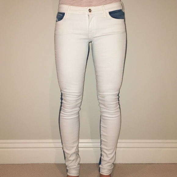 Koral blue and white two-toned jeans