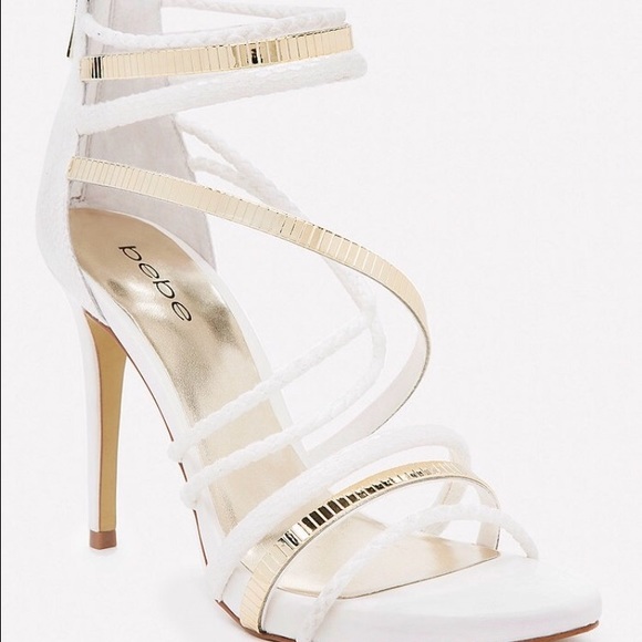 Bebe Nedda strappy sandals white and gold!