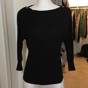 Gap black knit cotton top + purple gap cardigan