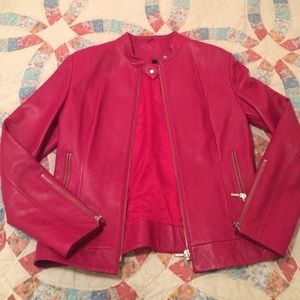 Pink leather jacket Women's S