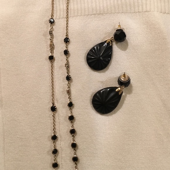 Earrings and necklace.