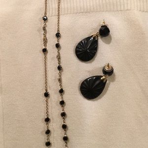 Earrings and necklace.