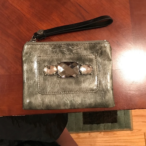 Grey wristlet with jewels