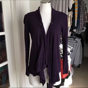 Gap dark purple draped cotton cardigan