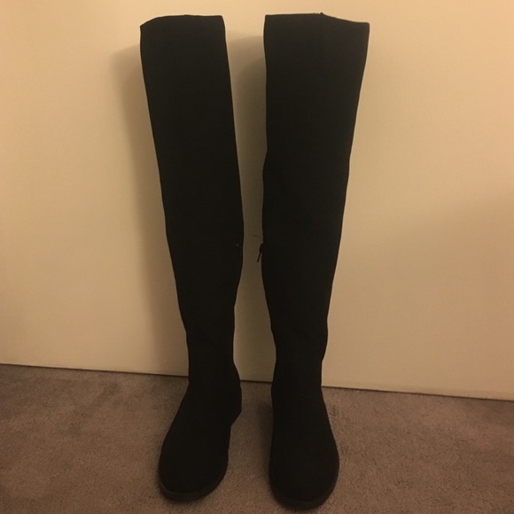 Over the knee black suede boots