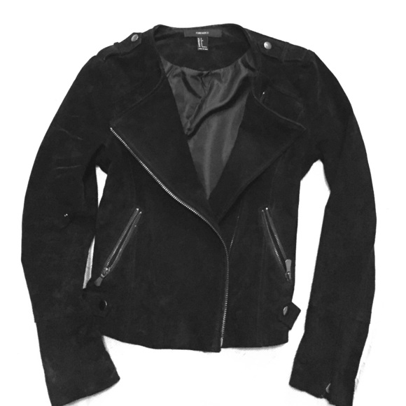 Suede black jacket - Forever 21 - size S leather