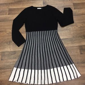 Calvin Klein Sweater Dress, long sleeve black/grey