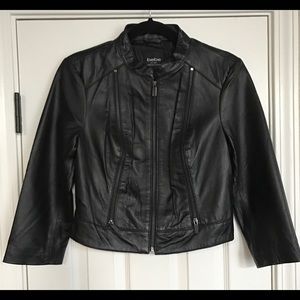 Bebe Cropped Genuine Leather Jacket-Medium