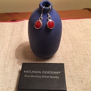 Silpada red and Silver filigree earrings RETIRED