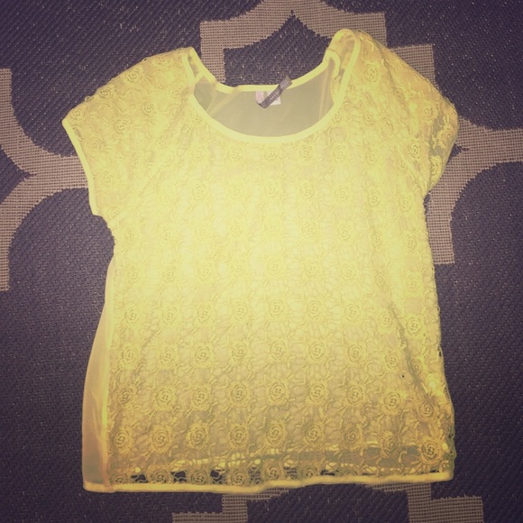 LC Lauren Conrad sheer yellow lace top