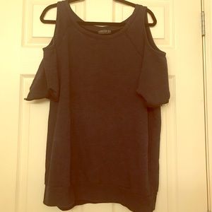 Short sleeved, cold shoulder sweatshirt - plus