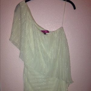 Off-white, sparkly mini dress