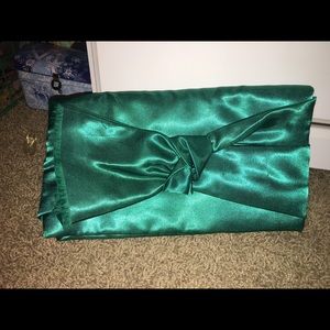 Satin teal clutch