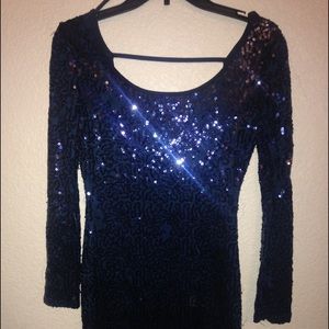 Blue sequin dress