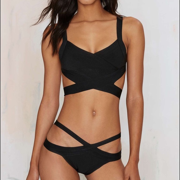 Black Strappy Bandage Bikini Set