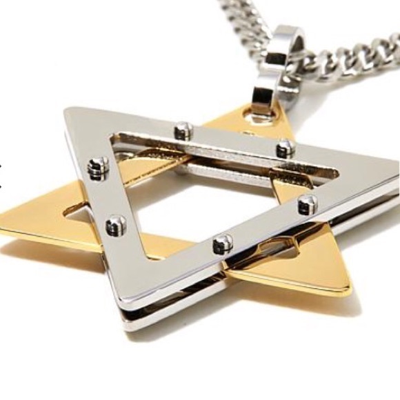 2 Tone Titanium "Star of David" Pendant w/Chain✡️ - Picture 3 of 4