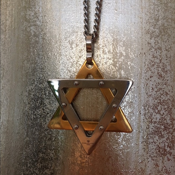 2 Tone Titanium "Star of David" Pendant w/Chain✡️ - Picture 4 of 4