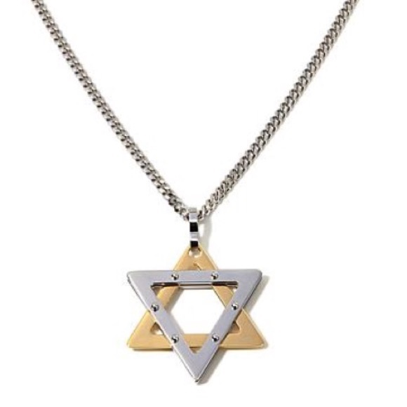 2 Tone Titanium "Star of David" Pendant w/Chain✡️ - Picture 2 of 4
