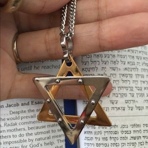 2 Tone Titanium "Star of David" Pendant w/Chain✡️