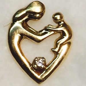 14K Yellow Gold Mother/Child Pendant w/Diamond