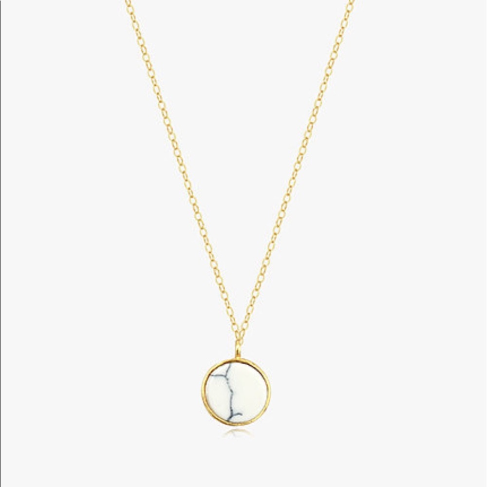 White howlite marble coin gold filled necklace