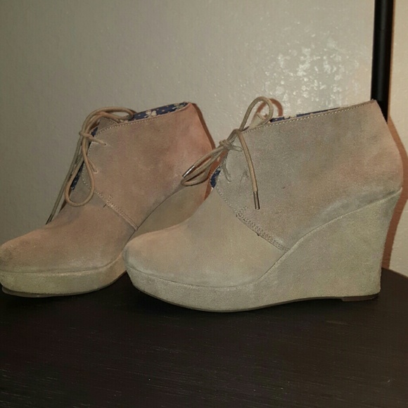 Lucky Brand suede wedge booties