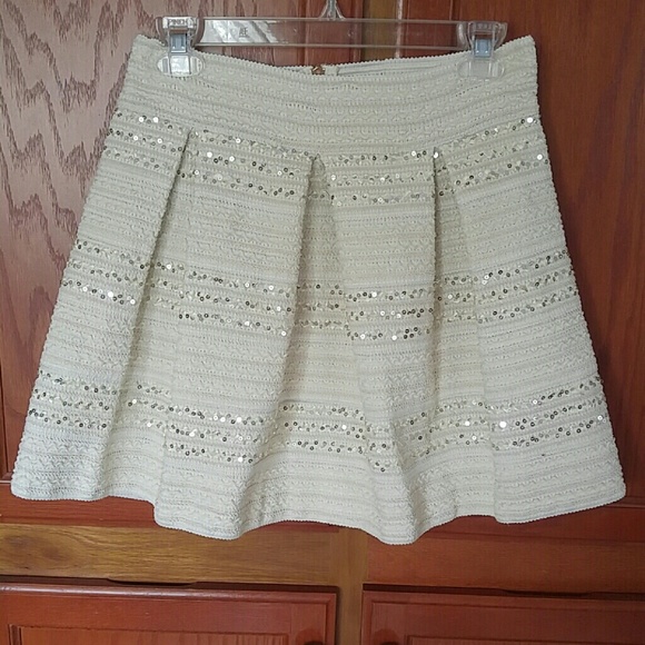 Cream & Sequin Skater Skirt