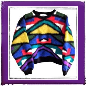 SALE! VTG Alpaca Bright 80s Geometric Sweater