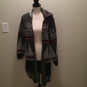Hooded mid length cardigan