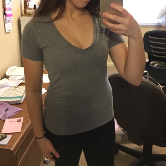Gray v-neck t-shirt