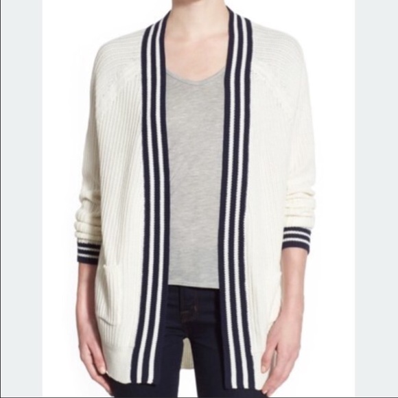 Trouve white and navy cardigan