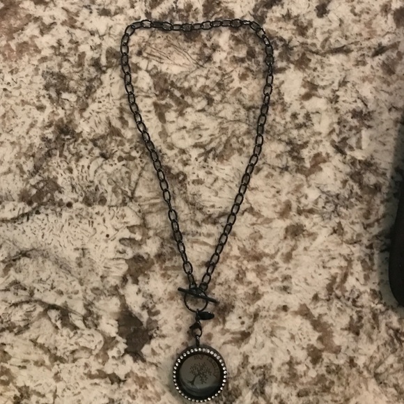 Black toggle origami owl necklace