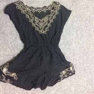 Black and gold embellished romper
